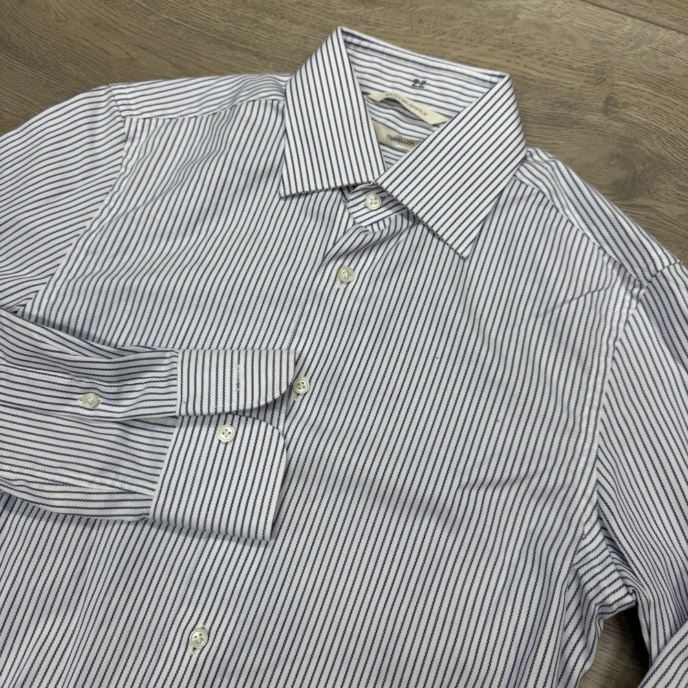 Suitsupply Traveller Striped Men Button Up Shirt Sz 36 Extra Slim Fit Classy